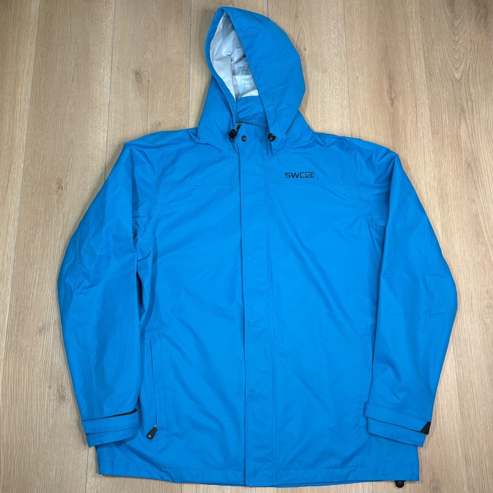 Skinny Water Culture SWC Mens Blue Hooded Rain Jacket Windbreaker XL RN129718